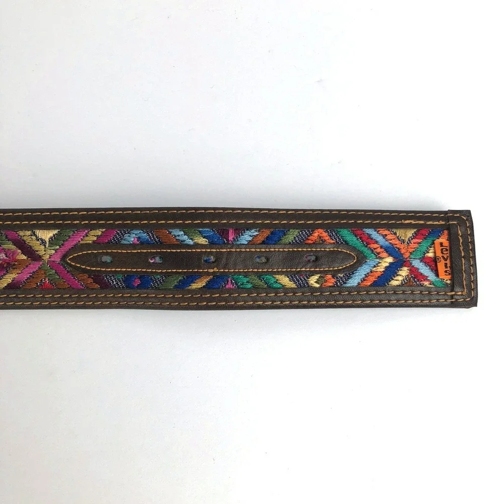 VTG LEVI'S Rare Orange Tab Embroidered Southwest Boho Belt Sz 36 Style 1240-2